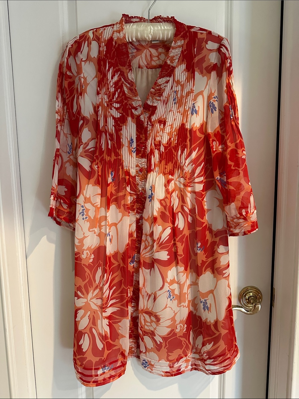 Diane Von Furstenberg Red and White Floral Tunic Dress